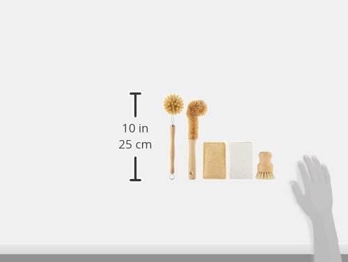 Tieralia Bamboo Dish Brush Gift Set – 5-Piece Kitchen Cleaning Set