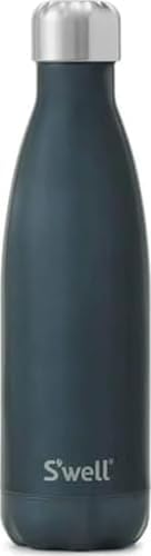 S'well Stainless Steel Water Bottle - 17 Fl Oz - Blue Suede Triple-Layered Vacuum - Double Wall Bottles Keep Drinks Cold for 36 Hours and Hot for 18 - Great for Travel, Hiking, Camping, 17 fl oz