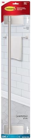 Command Bath Towel Bar, Satin Nickel, 1 Towel Bar, 4 Strips