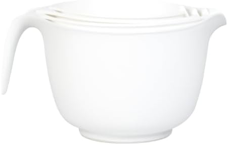 Glad Mixing Bowls with Pour Spout, Set of 4 - Nesting Plastic Bowls (1.2qt, 1.9qt, 2.8qt, and 3qt with Handle) - Non Slip Base, Dishwasher Safe Kitchen Cooking and Baking Supplies, Grey
