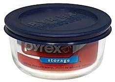 Pyrex 7200 (2-Cup) Glass Bowl With Dark Blue Lid (6 Pack) - Made in USA