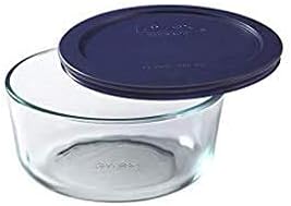 Pyrex 7200 (2-Cup) Glass Bowl With Dark Blue Lid (6 Pack) - Made in USA