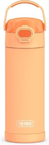THERMOS FUNTAINER 16 Ounce Stainless Steel Vacuum Insulated Bottle with Wide Spout Lid,Orange,(Pack of 6)