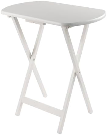 Winsome Corbett Set of 4 Oversized Foldable Snack Tables with Storage Rack, Easy to Store Portable Fold Up Table Set for Kitchen, Living Room TV Dining, Crafts, Puzzles, Work from Home