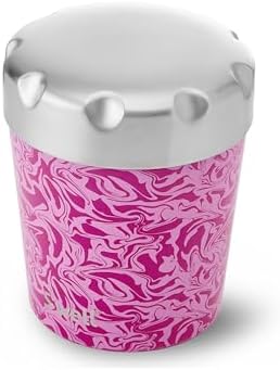 S'well Stainless Steel Ice Cream Chiller, 16oz, Strawberry Swirl, Triple Layered Vacuum Insulated Container Keeps Ice Cream Frozen For Up To Four Hours, BPA Free
