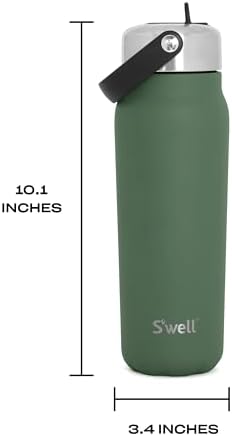 S'well Recycled Stainless Steel Explorer with Flip Straw Lid, 24oz, Green Jasper, Triple Layered Vacuum Insulated Containers Keeps Drinks Cold for 36 Hours and Hot for 8