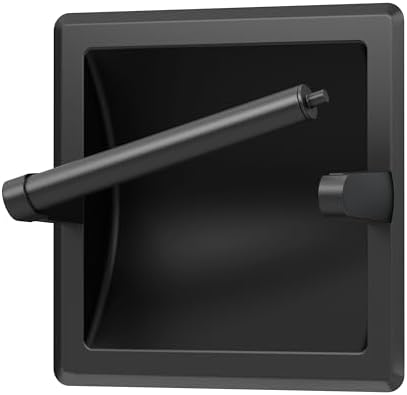 Gatco 752 Recessed Pivoting Toilet Paper Holder, Wall Mounted, Heavy Duty Metal Tissue Holder for Bathroom – Available in Matte Black