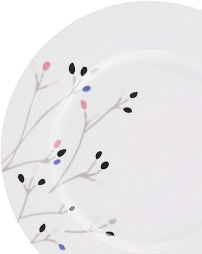 Amazon Basics Dinnerware Set, Microwave and Dishwasher Safe, Service for 6, 18-Piece Complete Kitchen, Plates, Dishes, Bowls, Branches