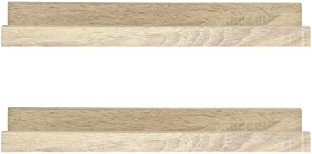 MCS Picture Ledge Shelf, Room Decor Floating Shelf, Natural Woodgrain, 18 Inch, Set of 2