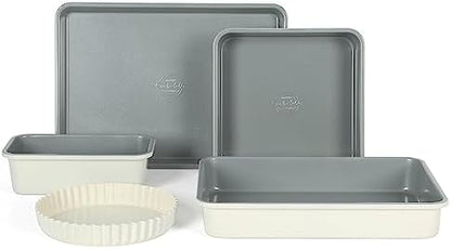 Sur La Table Kitchen Essential Carbon Steel Baking Pans Bakeware Set W/Premium PFOA, PFAS, PTFE Free Grey Non stick - Linen White Exterior