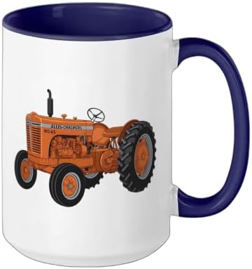 Vintage Allis-Chalmers WD 45 Classic Tractor Ceramic Mug, Dark Blue/White, 15oz