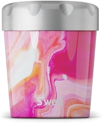 S'well Stainless Steel Ice Cream Chiller, 16oz, Rose Agate, Triple Layered Vacuum Insulated Container Keeps Ice Cream Frozen For Up To Four Hours, BPA Free