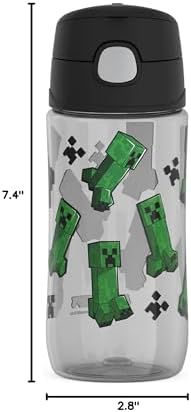 THERMOS FUNTAINER 16oz Plastic Bottle with Spout Lid, Minecraft