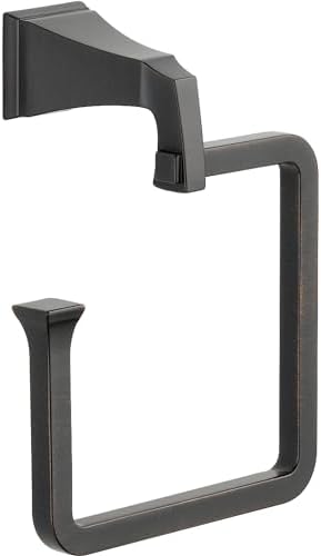 Delta Dryden (1-Pack) Hand Towel Holder Venetian Bronze Towel Racks for Bathroom Wall Square Towel Ring Holder for Bath Towel Hanger for Kitchen, Bathroom Accessories 75146-RB