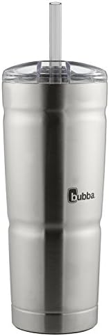 Bubba Envy Stainless Steel Tumbler with Straw, Stainless Steel with Clear Lid, 24oz
