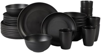 Gibson Home Plates and Bowls Set, 32 Piece Wheat Straw Dinnerware for 8