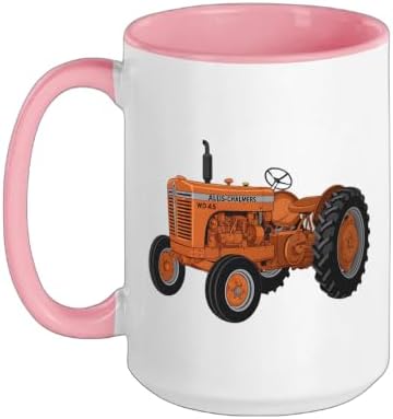 Vintage Allis-Chalmers WD 45 Classic Tractor Ceramic Mug, Pink/White, 15oz