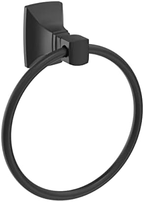 Amerock BH36012MB | Matte Black Towel Ring | 7-7/16 inch (189 mm) Width Towel Holder | Highland Ridge | Hand Towel Holder for Bathroom Wall | Small Kitchen | Bath Accessories