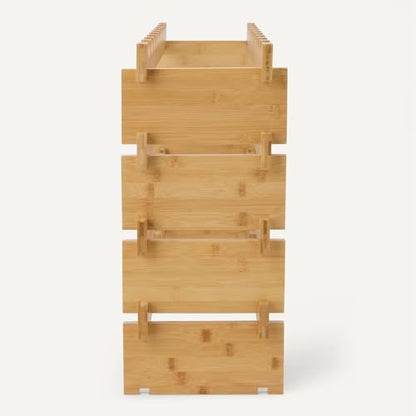 Amazon Basics Stackable Bamboo Wine Rack, 36 Bottle Capacity, Easy to Assemble