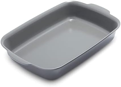GreenPan Premiere Ovenware Healthy Ceramic Nonstick 13" x 9" Rectangular Baking Pan, Cast Aluminum Bakeware, Warp-Free, Oven and Broiler safe to 600F,Dishwasher Safe, PFAS-Free, Gray