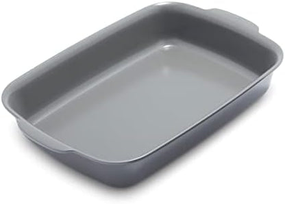GreenPan Premiere Ovenware Healthy Ceramic Nonstick 13" x 9" Rectangular Baking Pan, Cast Aluminum Bakeware, Warp-Free, Oven and Broiler safe to 600F,Dishwasher Safe, PFAS-Free, Gray