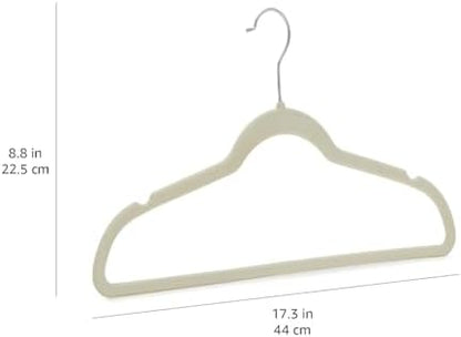 Amazon Basics Slim Velvet Non-Slip Space Saving Suit Clothes Hangers, Closet Organizer, Ivory/Beige, 30-Pack