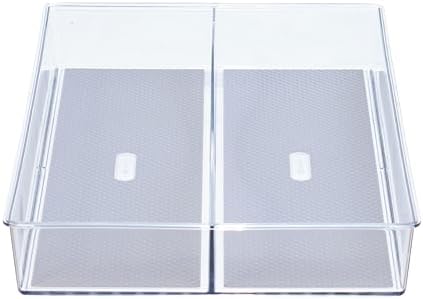 Glad Drawer Organizer Bin, 15x9 - Divided Clear Plastic Storage Tray for Junk Drawers, Kitchen Utensils, Bathroom Vanity, and Organizing Pantry - BPA Free, Food Safe, Non Slip