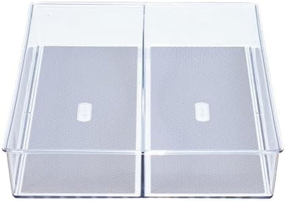 Glad Drawer Organizer Bin, 15x9 - Divided Clear Plastic Storage Tray for Junk Drawers, Kitchen Utensils, Bathroom Vanity, and Organizing Pantry - BPA Free, Food Safe, Non Slip