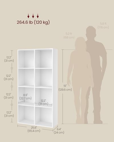 VASAGLE Bookshelf, 8 Cubes Storage Organizer, 25.8 x 9.5 x 51 Inches