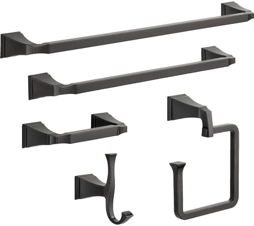 Delta Dryden (1-Pack) Hand Towel Holder Venetian Bronze Towel Racks for Bathroom Wall Square Towel Ring Holder for Bath Towel Hanger for Kitchen, Bathroom Accessories 75146-RB