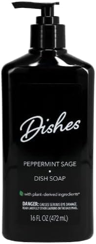 Dishes Peppermint Sage Dish Soap With Dispensing Pump 16 oz 472ml Pack 1 unidade