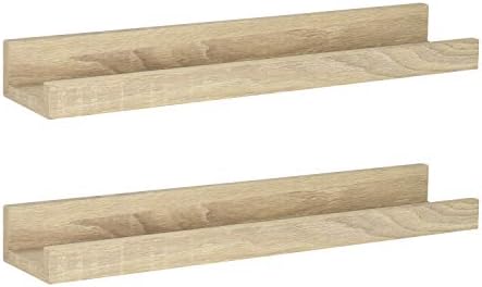 MCS Picture Ledge Shelf, Room Decor Floating Shelf, Natural Woodgrain, 18 Inch, Set of 2