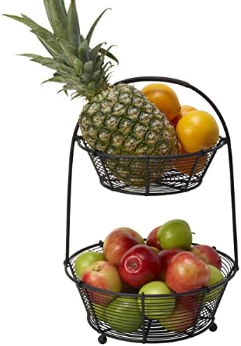 Gourmet Basics by Mikasa Tulsa Fruit Metal Storage Basket, 2-Tier