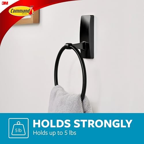 Command Towel Ring, Matte Black, 1 Holder, 2 Strips