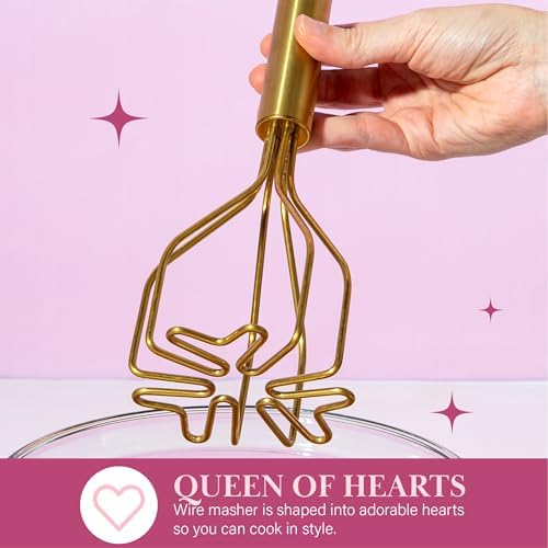 Paris Hilton Potato Masher, Durable Stainless Steel Construction with Heart-Shaped Wire Design, Dishwasher Safe, Pink