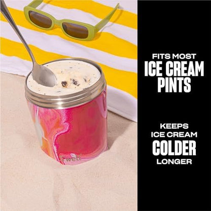 S'well Stainless Steel Ice Cream Chiller, 16oz, Rose Agate, Triple Layered Vacuum Insulated Container Keeps Ice Cream Frozen For Up To Four Hours, BPA Free
