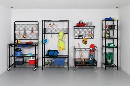 Honey-Can-Do Garage Entryway Storage Unit With Light, Hooks and Clothes-Hanging Bar, Black SHF-09842 Black