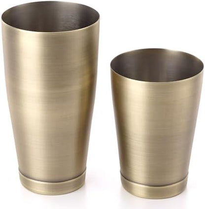 Barfly Cocktail Shaker Tin Set (18 oz and 28 oz), Antique Gold