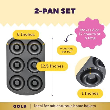 Wilton Gold Non-Stick Donut Pan Set, Made Without PFAS, 2-Piece