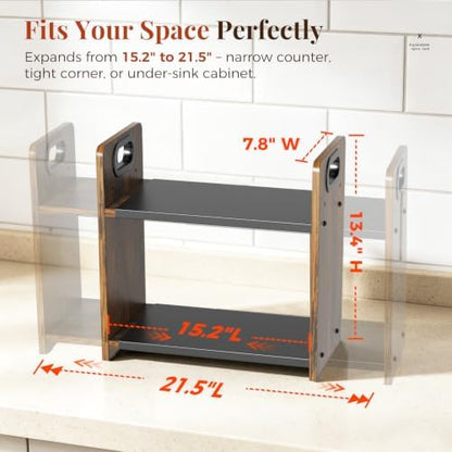 2-Tier Expandable Spice Rack Organizer for Countertop,15.2"-21.5"