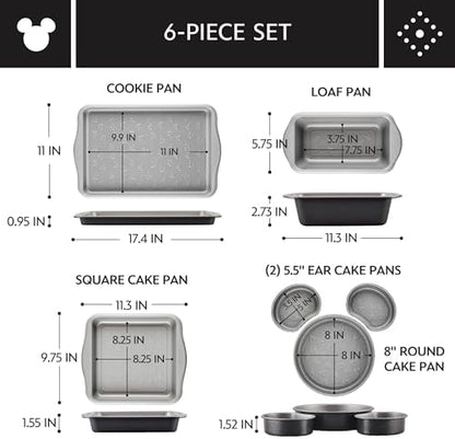 Farberware Disney Bake with Mickey Mouse Nonstick Bakeware Set/Baking Pans, 6 Piece - Black