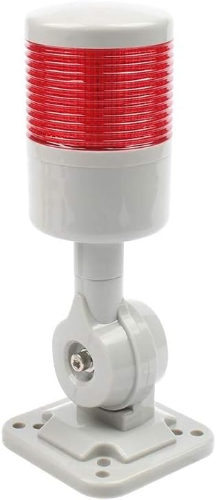 Led Signal Tower Stack Lights, Industrial Signal Warning Column Tower Lamp Andon Lights with Rotatable Base, Steady Flashing Light Switchable,12V 24V DC(1-Layer, with Buzzer)