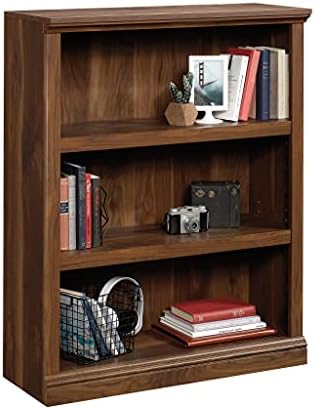 Sauder 3 Tier Book Shelf Wooden Bookcase Multipurpose Bookshelf for Home Office, Living Room, in Grand Walnut