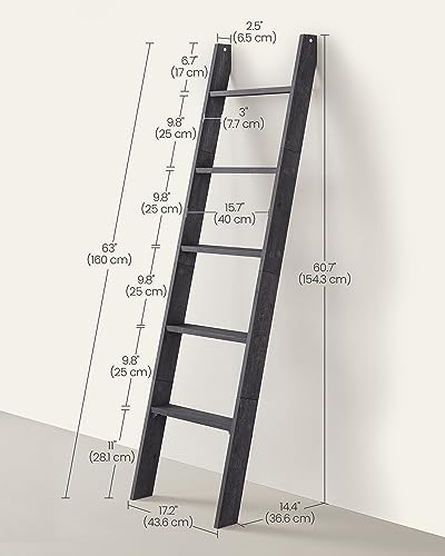 VASAGLE 5-Tier Blanket Ladder, Modern Basic Ladder Shelf