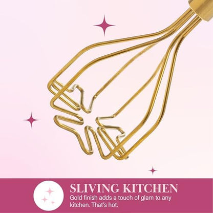Paris Hilton Potato Masher, Durable Stainless Steel Construction with Heart-Shaped Wire Design, Dishwasher Safe, Pink