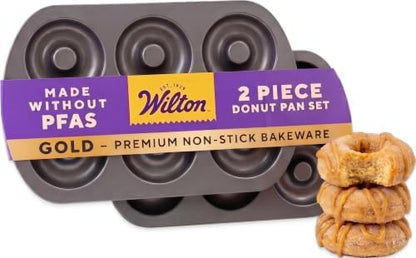 Wilton Gold Non-Stick Donut Pan Set, Made Without PFAS, 2-Piece