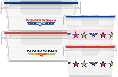 Snapware 8-Pc Plastic Food Storage Containers Set, 4.6-Cup & 3-Cup Meal Prep Containers with Lid, Non-Toxic, BPA-Free Lids with 4 Tab Locking Lids, Dishwasher, Microwave, and Freezer Safe, Batman