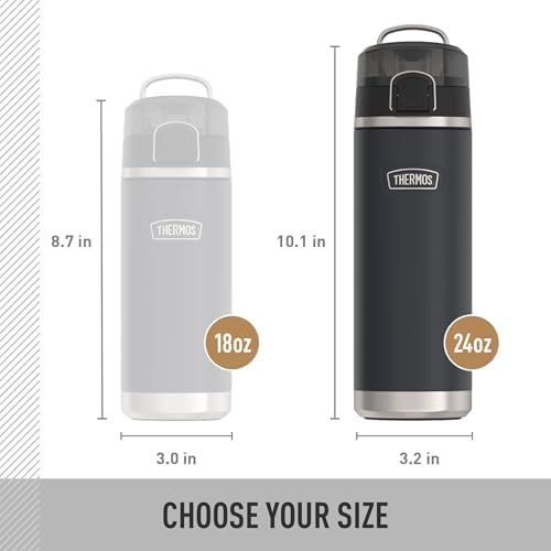 THERMOS ICON SERIES, Stainless Steel Water Bottle with Spout - 24 Ounce, Alpine Green - Vacuum Insulated Water Bottle with Lid