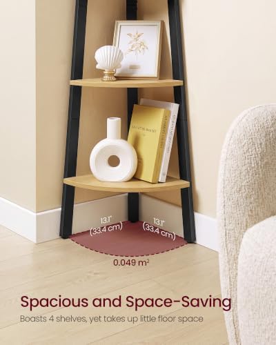 VASAGLE 4-Tier Corner Shelf Stand, Modern Ladder Shelf