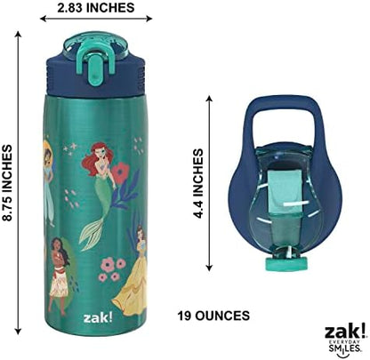 Zak Designs Disney Princess 19 oz Leak-Proof Kids Water Bottle With Straw